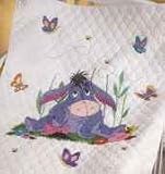 Eeyore & Butterlies Baby Quilt, Cross Stitch Kit from Janlynn