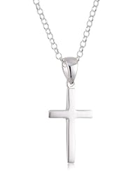 VINANI brand Germany 925 Sterling Silver Women Pendant slim Cross matte with Cable Link Chain Necklace AKX-T