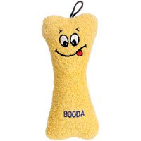 Booda Medium Happy Face Terry Bone Dog Toy, Color:Yellow