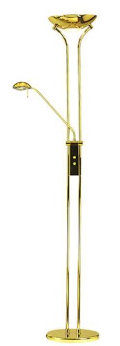 Mother And Child Floor Lamp Antique Brass 1X300 And 1X50 Watt Halogen Lamps. Dimmer Controlled