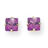 14k 5mm Princess Cut Amethyst earring XE61AM