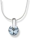 Pinpoint setting with a Blue Topaz CZ Sterling Silver Pendant. Comes with a 16" Sterling Silver Necklace