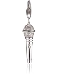 VINANI brand Germany 925 Sterling Silver Charm Pendant Microphone shiny Zirconia white HMI
