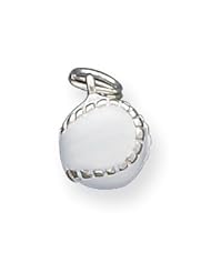 Sterling Silver White Enameled Baseball Charm QC5141"