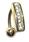 14 karat Gold Reverse Mounted Belly Button Ring with Channel Setting
