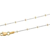 14K Two Tone Gold Square Snake With Bead Chain - 16 inches