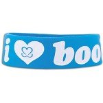 Keep-A-Breast 1 Inch I Love Boobies Bracelet Blue/White