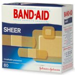 Band-Aid Adhesive Bandages, Assorted, Sheer, 80 bandages