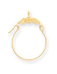 14k Gold Polished Floral Charm Holder