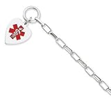 Sterling Silver Engraveable Enameled Heart Medical ID Bracelet