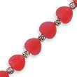 Sterling Silver Strawberry Quartz Heart Marcasite Toggle Bracelet - 7.5 Inch