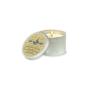 Shadow & Light Soy Naturals Candle in Travel Tin, Meditative Patchouli & Sage