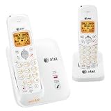 AT&T EL51209 DECT 6.0 Cordless Phone, White/Grey, 2 Handsets