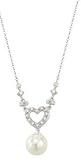14K White Gold 0.1 cttw Diamond and China Pearl Necklace