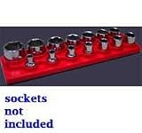 1/2 In Drive Shallow Socket Organizer w/ Magnetic Base 14 Hole - Rocket Red