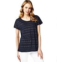 Modal Blend Aztec Design Stud Embellished T-Shirt
