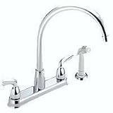 21ARHox%2BDZL. SL160  Low Lead Two Lever Kitchen Faucet with Sprayer, Chrome