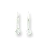 14k White Gold Leverback 3mm CZ (Cubic Zirconia) Earrings