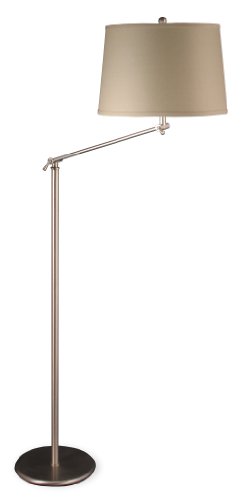 Lighting Enterprises F-1488/9485 Satin Nickel Adjustable Floor Lamp with Khaki Linen Hardback Shade