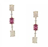14KT Gold Drop Earrings - Opal Pink Tourmaline Diamond