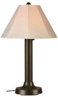 Seaside Black Outdoor Table Lamp with Antique Beige Linen Shade