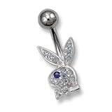 Playboy bunny belly button ring in Blue