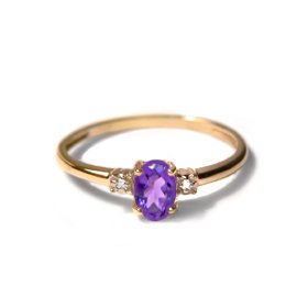 10KY Oval Amethyst and Diamond Ring by Gold and Diamond Source