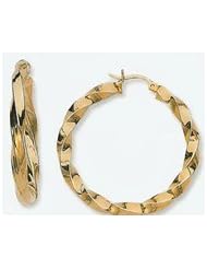 14k Swirl Tube Hoop Earrings