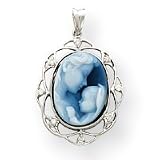 14k White Gold Heavens Gift Diamond Cameo With Sentiment Pendant
