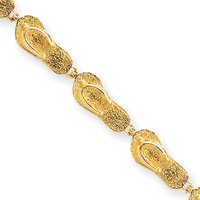 14k 3-D Large Flip-Flop Bracelet - 7.5 Inch - Lobster Claw - JewelryWeb