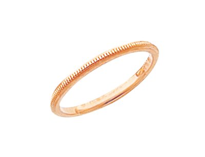 Ladies 2mm Stackable Milgrain Wedding Band in 14K Rose Gold
