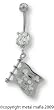 PIRATE FLAG AND SKULL BELLY RING