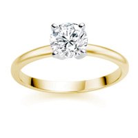 0.84 Carat E/SI2 Round Brilliant Certified Diamond Solitaire Engagement Ring in 18k Yellow Gold