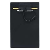 Wedgy Clipboard with Attached Refillable Pen, 9x14-1/4, Black MMF258470004