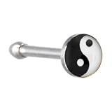 Surgical Steel Black and White YIN YANG Logo Nose Ring