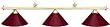 55 Brass Pool Table Lights with Burgundy Metal Shades