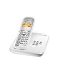 Siemens Gigaset AS285 DECT Schnurlostelefon mit Anrufbeantworter, beleuchtetes Display und Tastatur, weiß/ silber