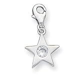 Sterling Silver April CZ Birthstone Star Charm