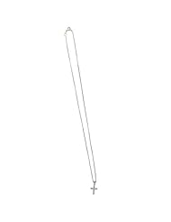 0.12 Cts Diamond Cross Pendant in 14K White Gold