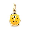 Pendant - 14k Gold Yellow and Black Ladybug Enameled Necklace Pendant