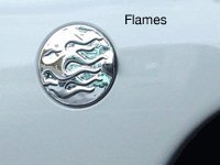 2005-06 Ford Mustang Fuel Door Cover-Flames-Chrome Covers Fuel Door Covers