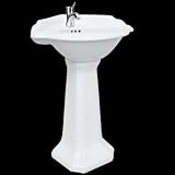 Corner Sinks White Vitreous China, Capital White Corner Pedestal Sink 35 1/4 in. H