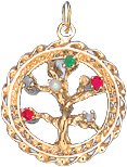 Tree of Life Two Sided in Open Circle, 14K Gold Charm
