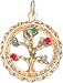 Tree of Life Two Sided in Open Circle, 14K Gold Charm