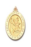Saint Christopher 14kt Gold Oval Medal