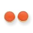 Sardelli - 14kt Gold Bezel Set Salmon Coral Post Earrings