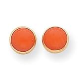 Sardelli - 14kt Gold Bezel Set Salmon Coral Post Earrings