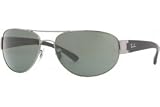 Ray-Ban Men's RB3448 004 63 Sunglasses,Gunmetal Frame/Green Lens,One Size