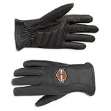 Harley Davidson Women's Stock Full-Finger Leather Gloves. Bar & Shield logo patch. 98201-07VW