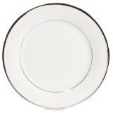 Lenox Solitaire White Platinum Banded Bone China Dinner Plate by Lenox